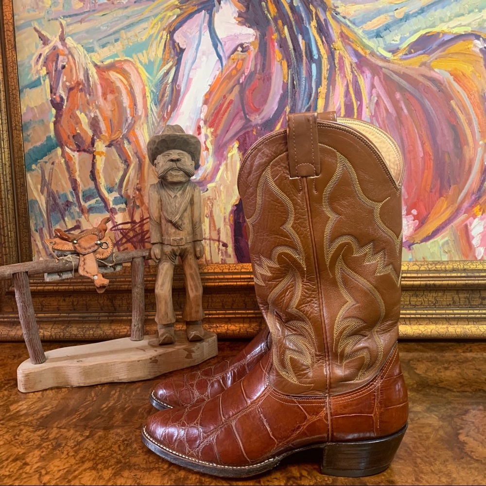 VERY RARE VINTAGE NOCONA ALLIGATOR COWBOY BOOTS - Picture 4 of 10